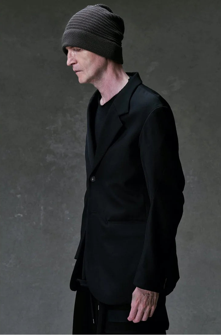 Black Japanese Wool Gabardine 2 Button Soft Blazer