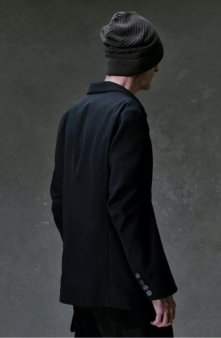 Black Japanese Wool Gabardine 2 Button Soft Blazer