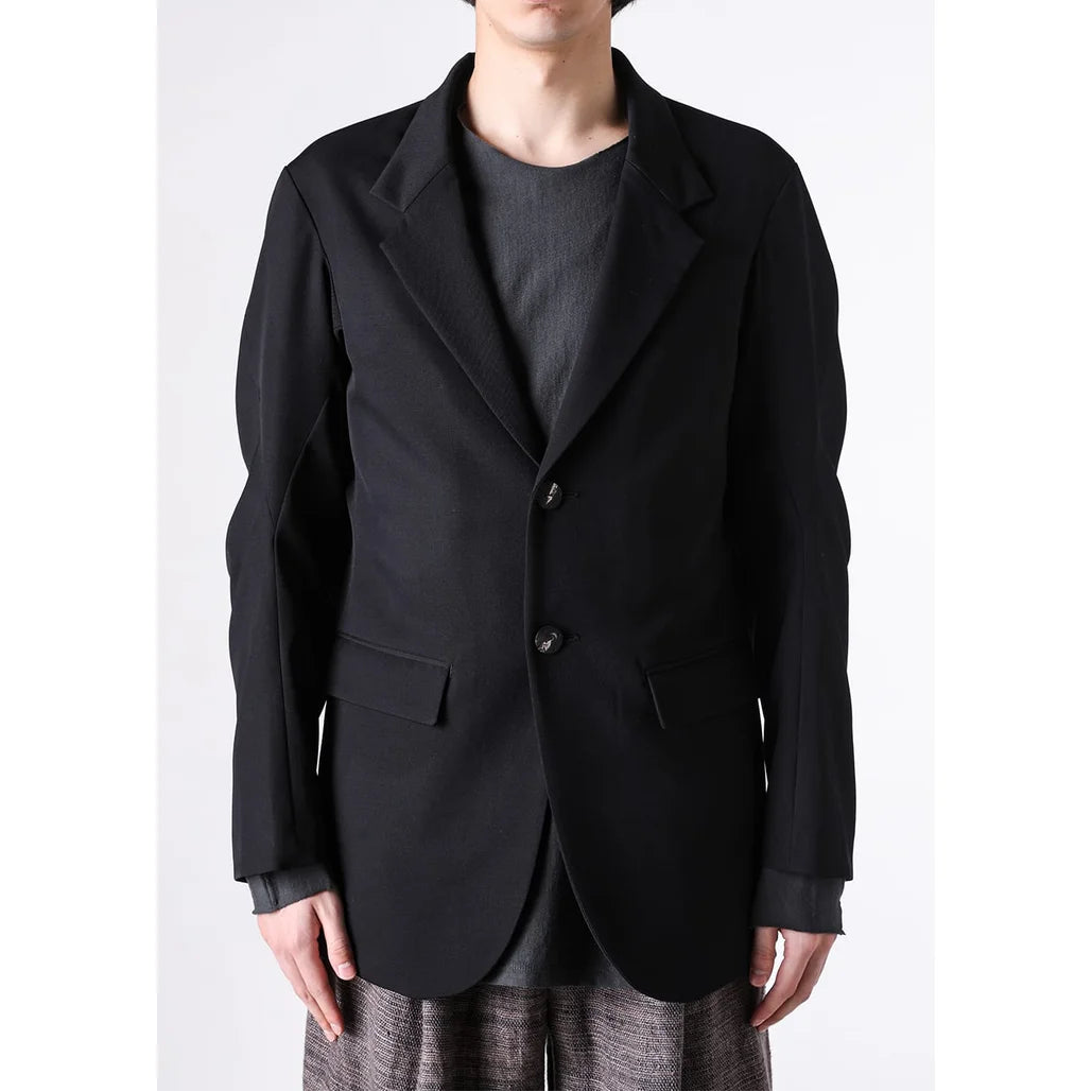 Black Japanese Wool Gabardine 2 Button Soft Blazer