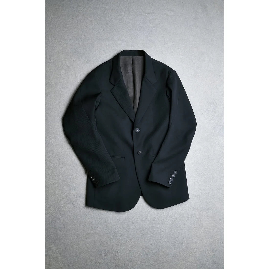 Black Japanese Wool Gabardine 2 Button Soft Blazer
