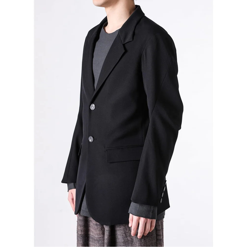 Black Japanese Wool Gabardine 2 Button Soft Blazer