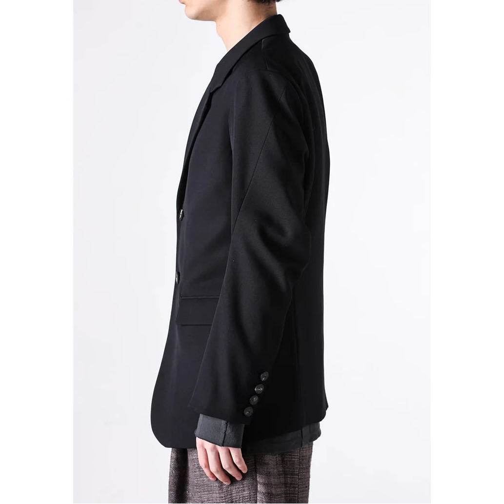 Black Japanese Wool Gabardine 2 Button Soft Blazer