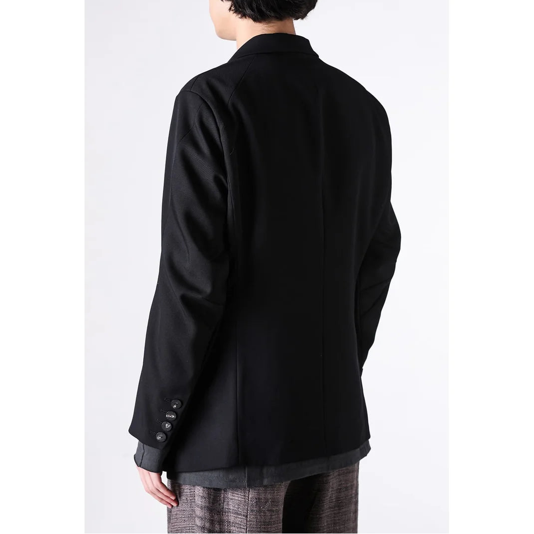 Black Japanese Wool Gabardine 2 Button Soft Blazer