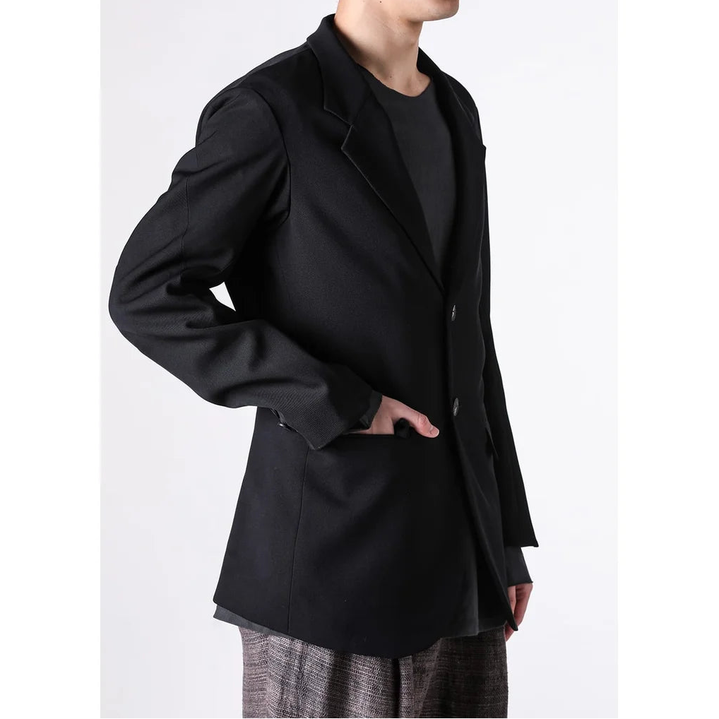 Black Japanese Wool Gabardine 2 Button Soft Blazer
