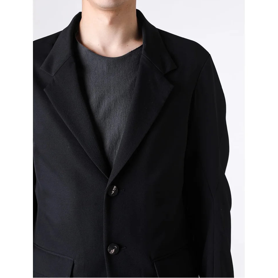 Black Japanese Wool Gabardine 2 Button Soft Blazer