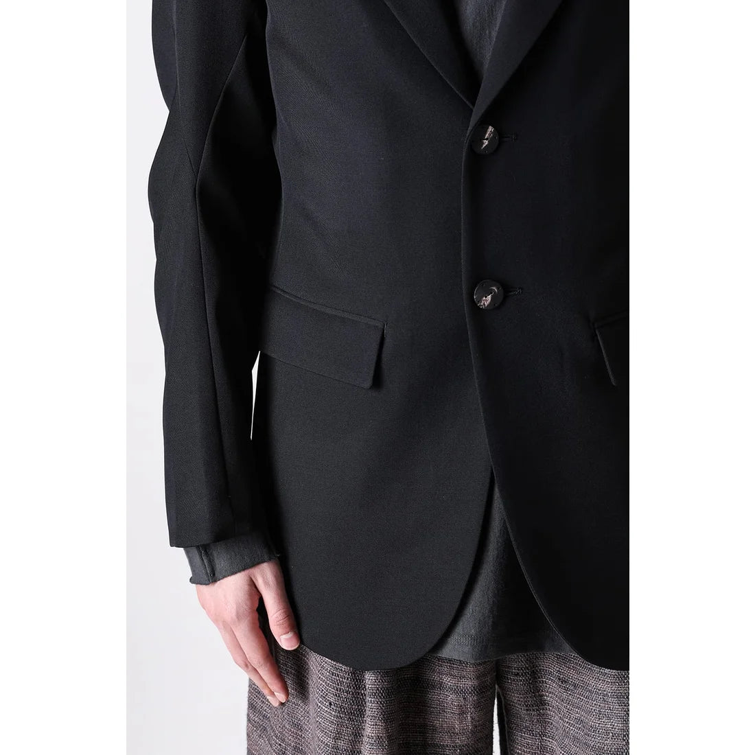 Black Japanese Wool Gabardine 2 Button Soft Blazer