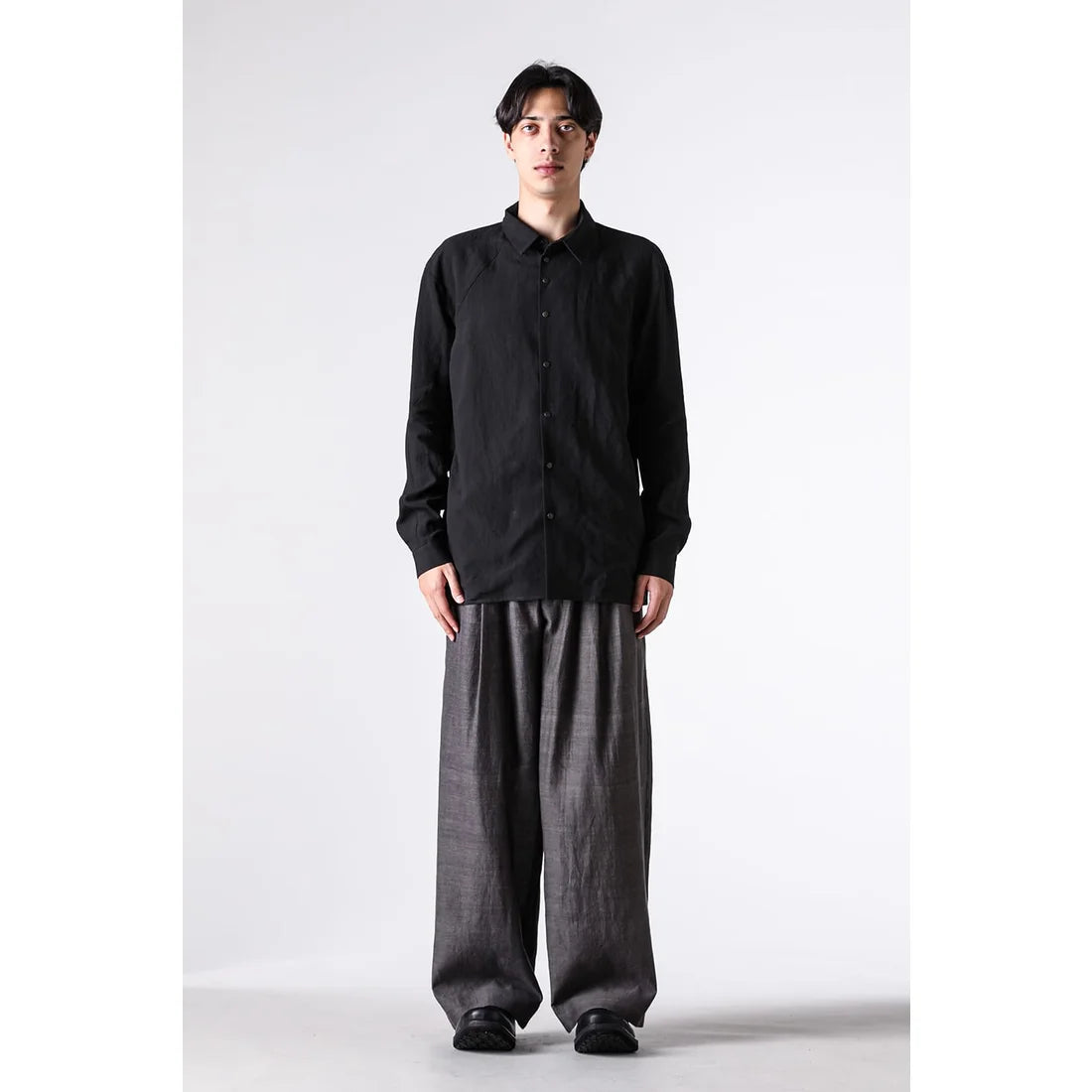 Black Collared Snap Button Shirt
