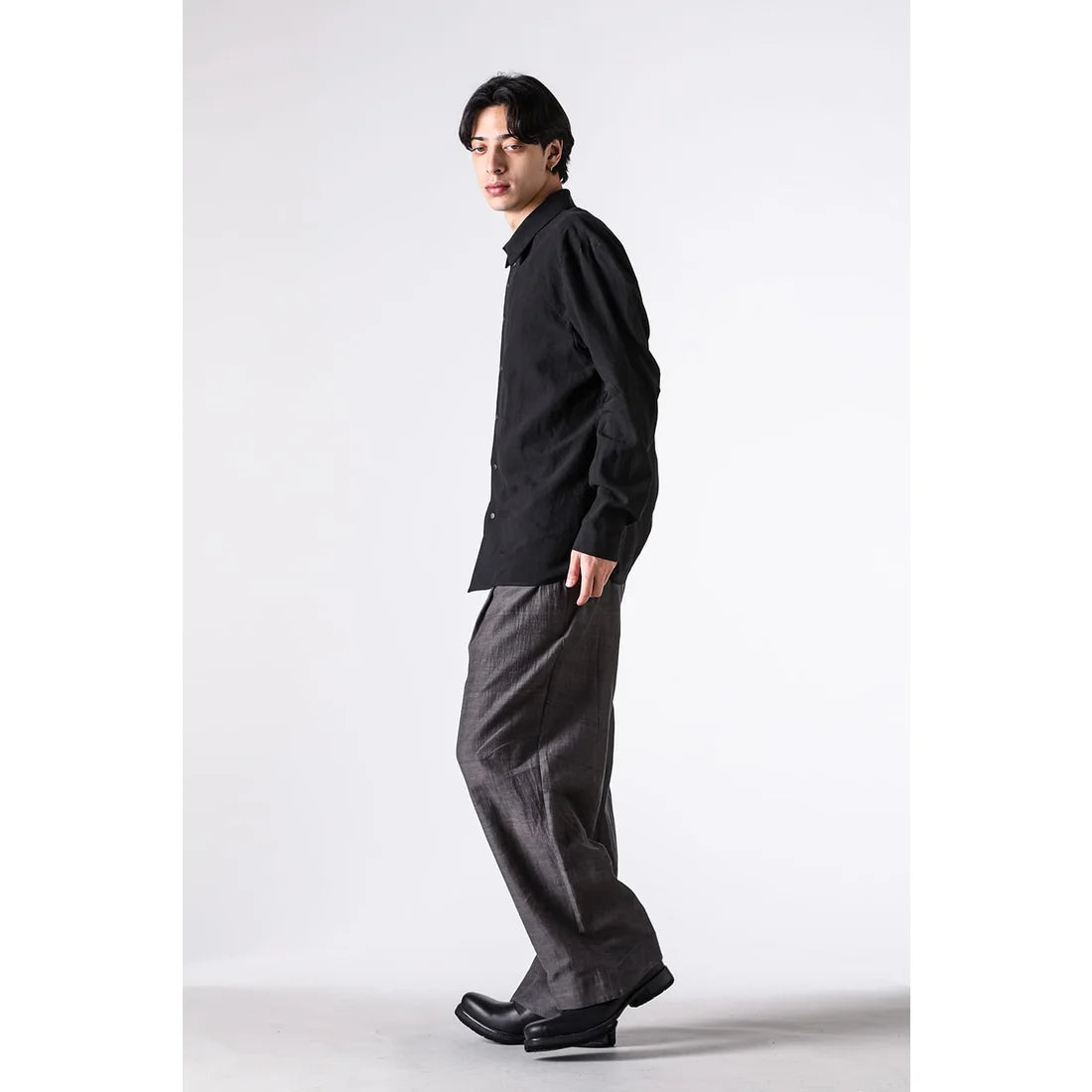 Black Collared Snap Button Shirt