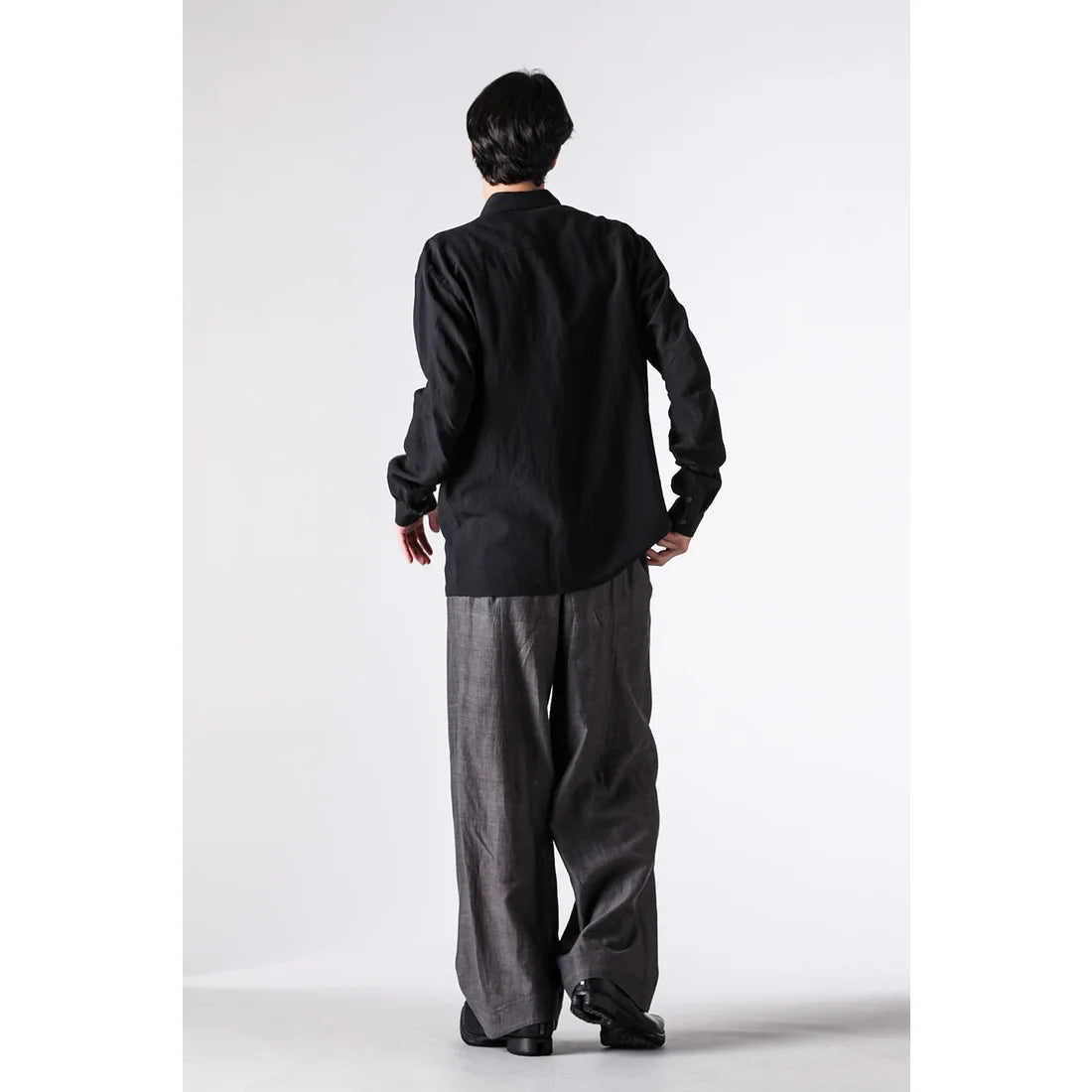 Black Collared Snap Button Shirt