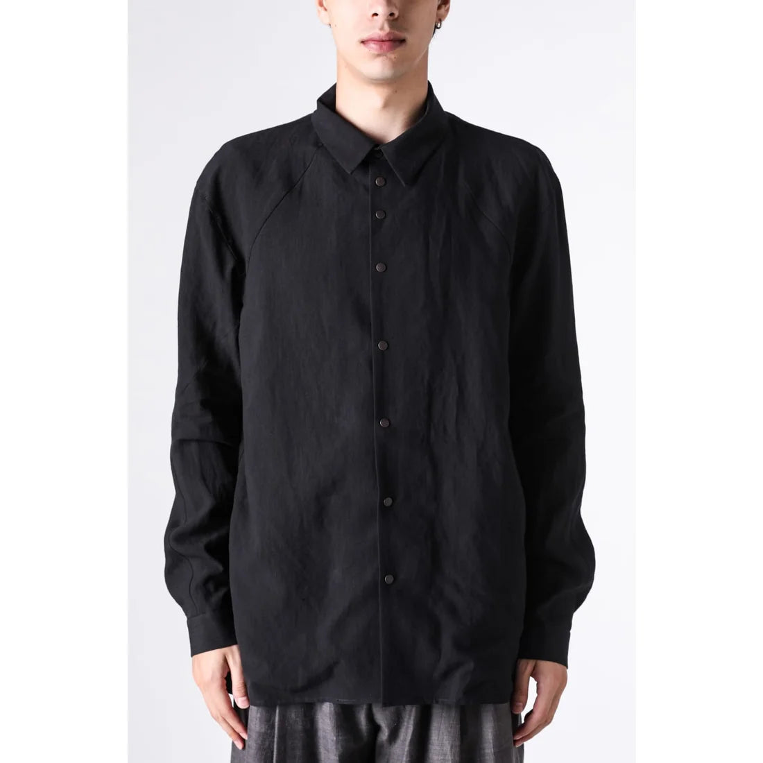 Black Collared Snap Button Shirt