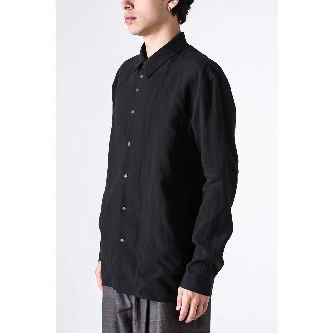 Black Collared Snap Button Shirt