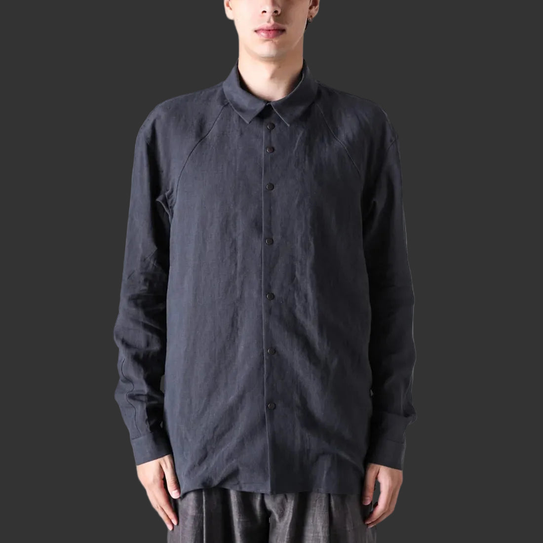 Vintage Blue Collared Snap Button Shirt
