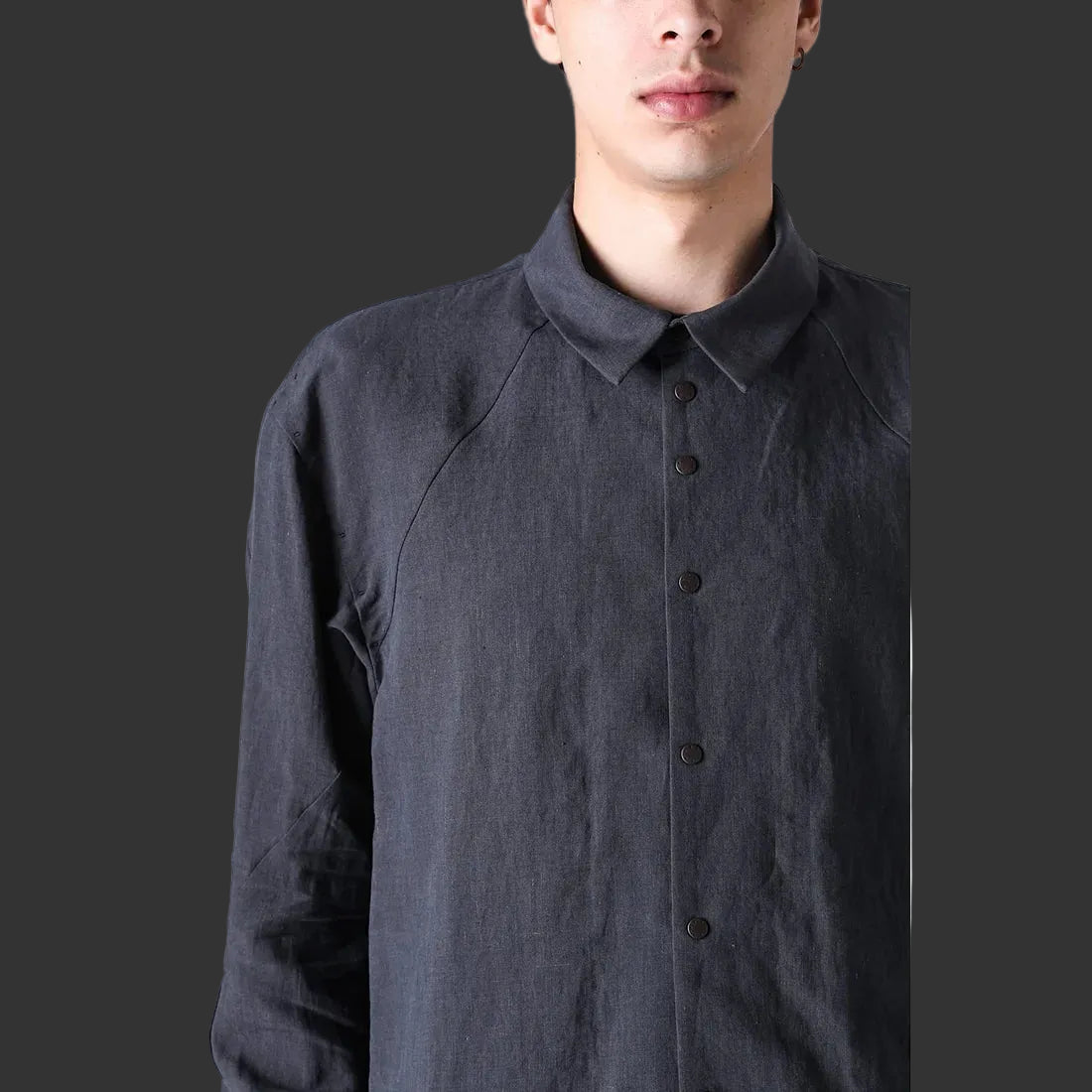 Vintage Blue Collared Snap Button Shirt