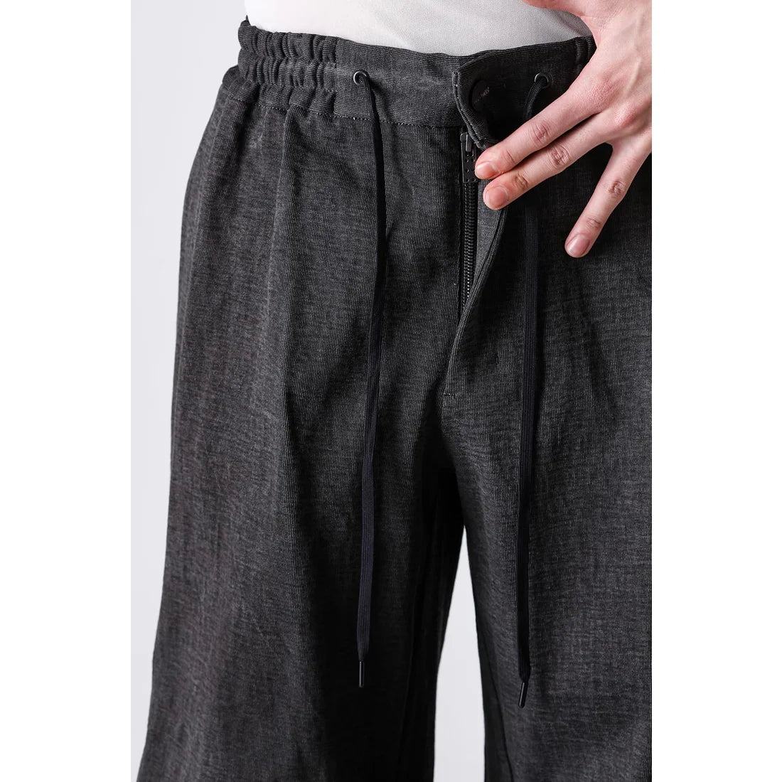 Charcoal Thick Cotton Drawstring Waist Baggy Pants