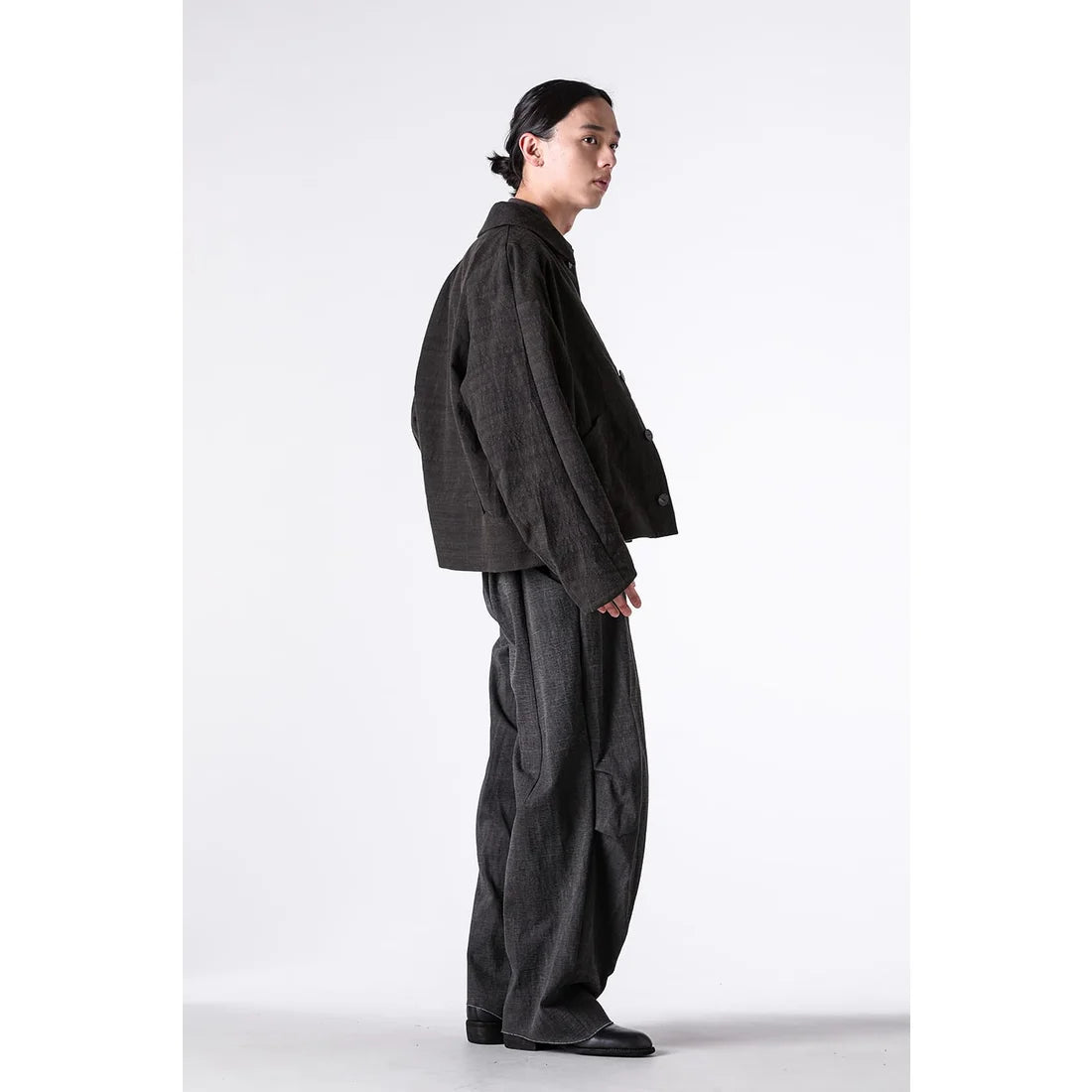 Charcoal Thick Cotton Drawstring Waist Baggy Pants