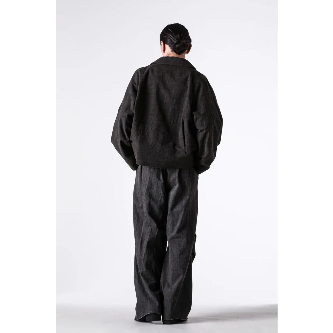 Charcoal Thick Cotton Drawstring Waist Baggy Pants