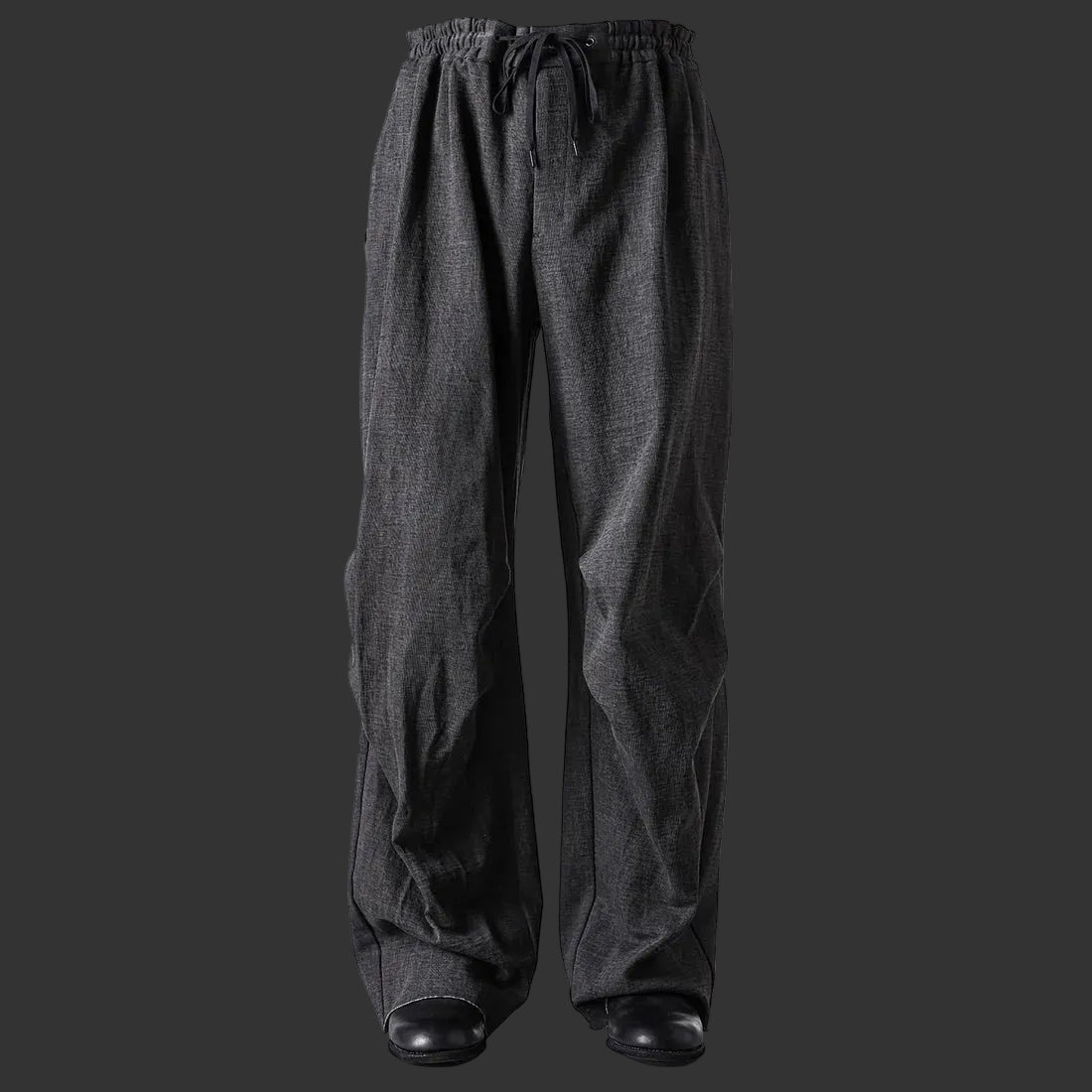 Charcoal Thick Cotton Drawstring Waist Baggy Pants