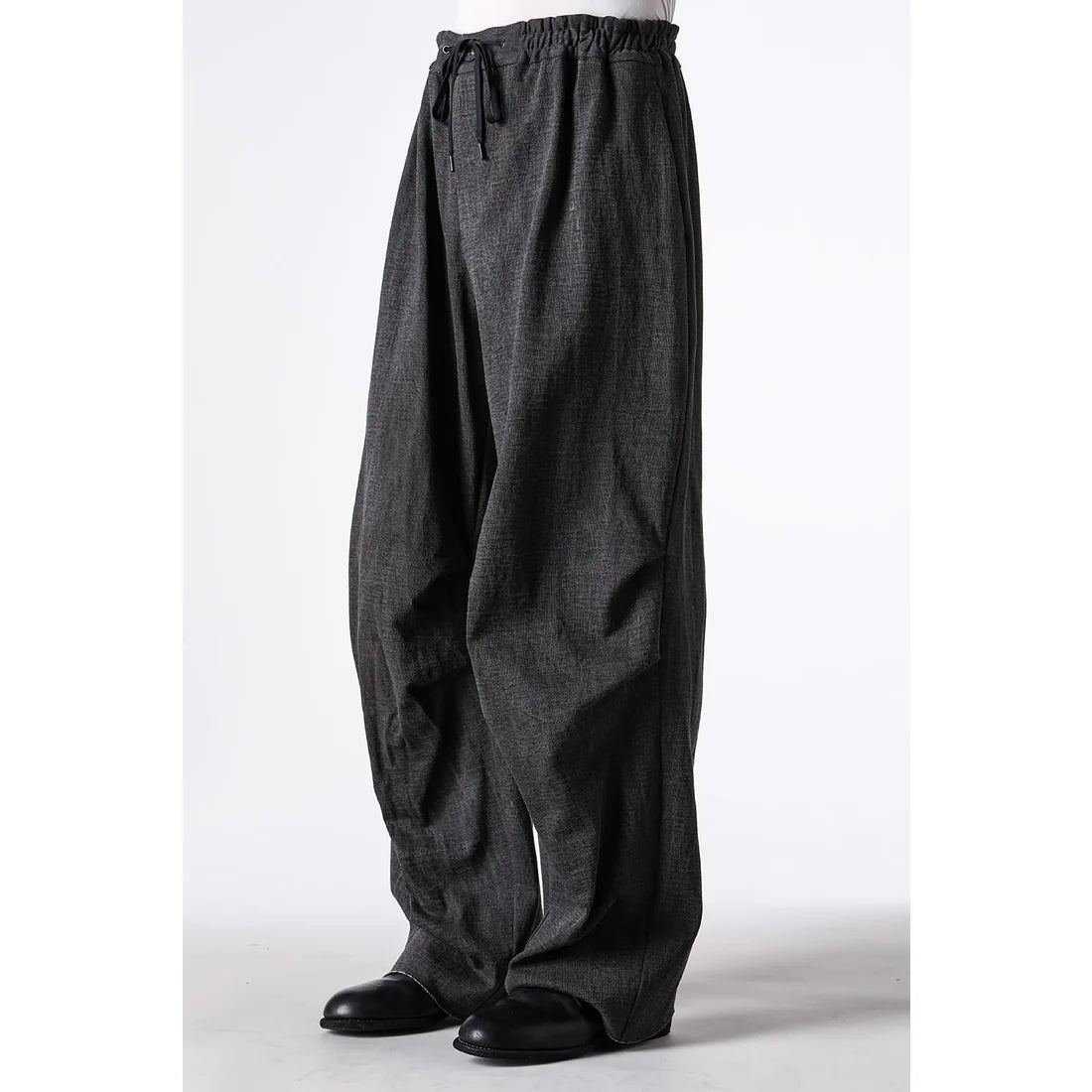Charcoal Thick Cotton Drawstring Waist Baggy Pants