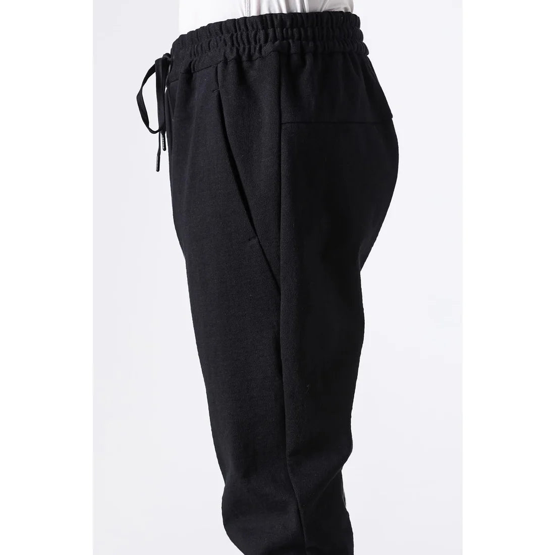 Black Thick Cotton Drawstring Waist Slim Pants
