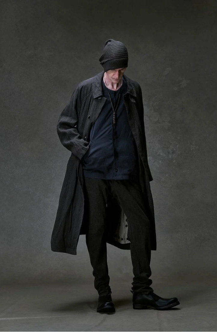 Black Thick Cotton Drawstring Waist Slim Pants