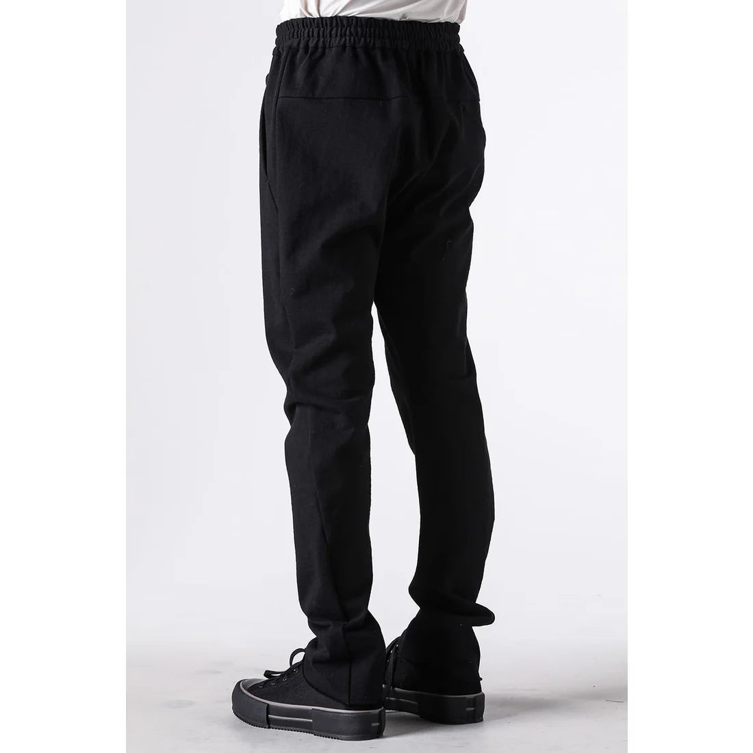 Black Thick Cotton Drawstring Waist Slim Pants