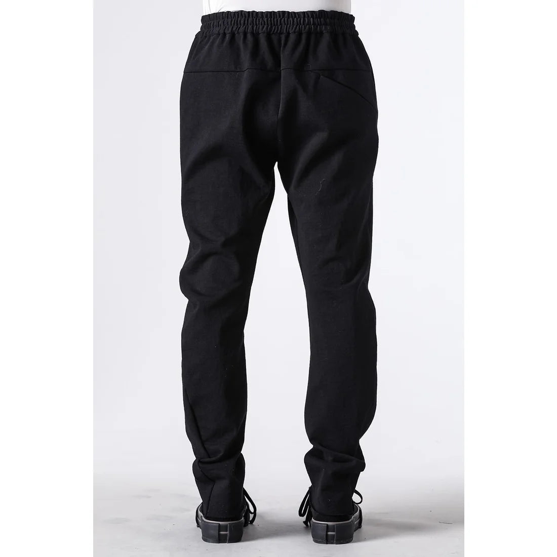 Black Thick Cotton Drawstring Waist Slim Pants