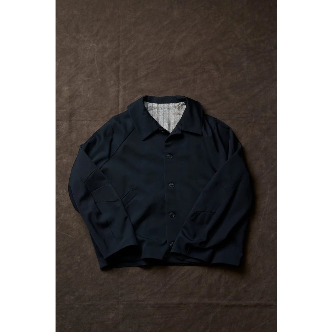 Black Oversized Collared Raglan Shoulder Button Jacket