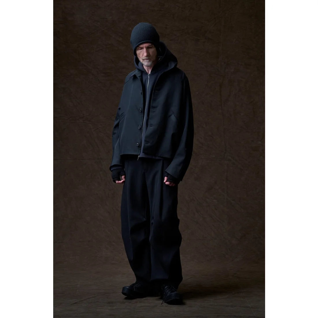 Black Oversized Collared Raglan Shoulder Button Jacket