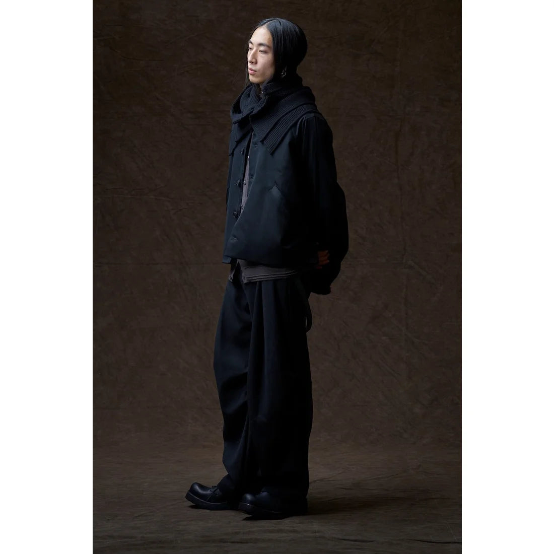 Black Oversized Collared Raglan Shoulder Button Jacket