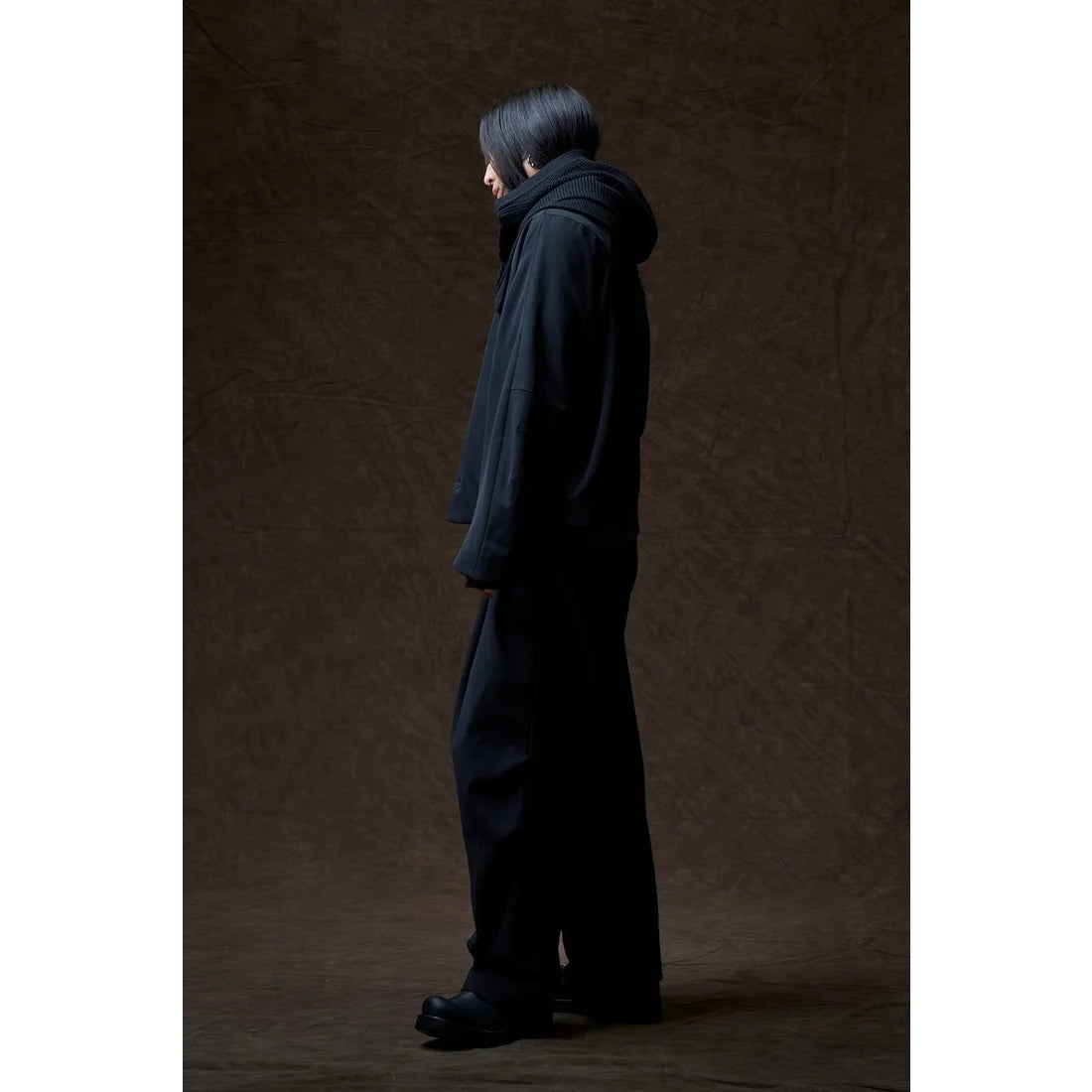Black Oversized Collared Raglan Shoulder Button Jacket