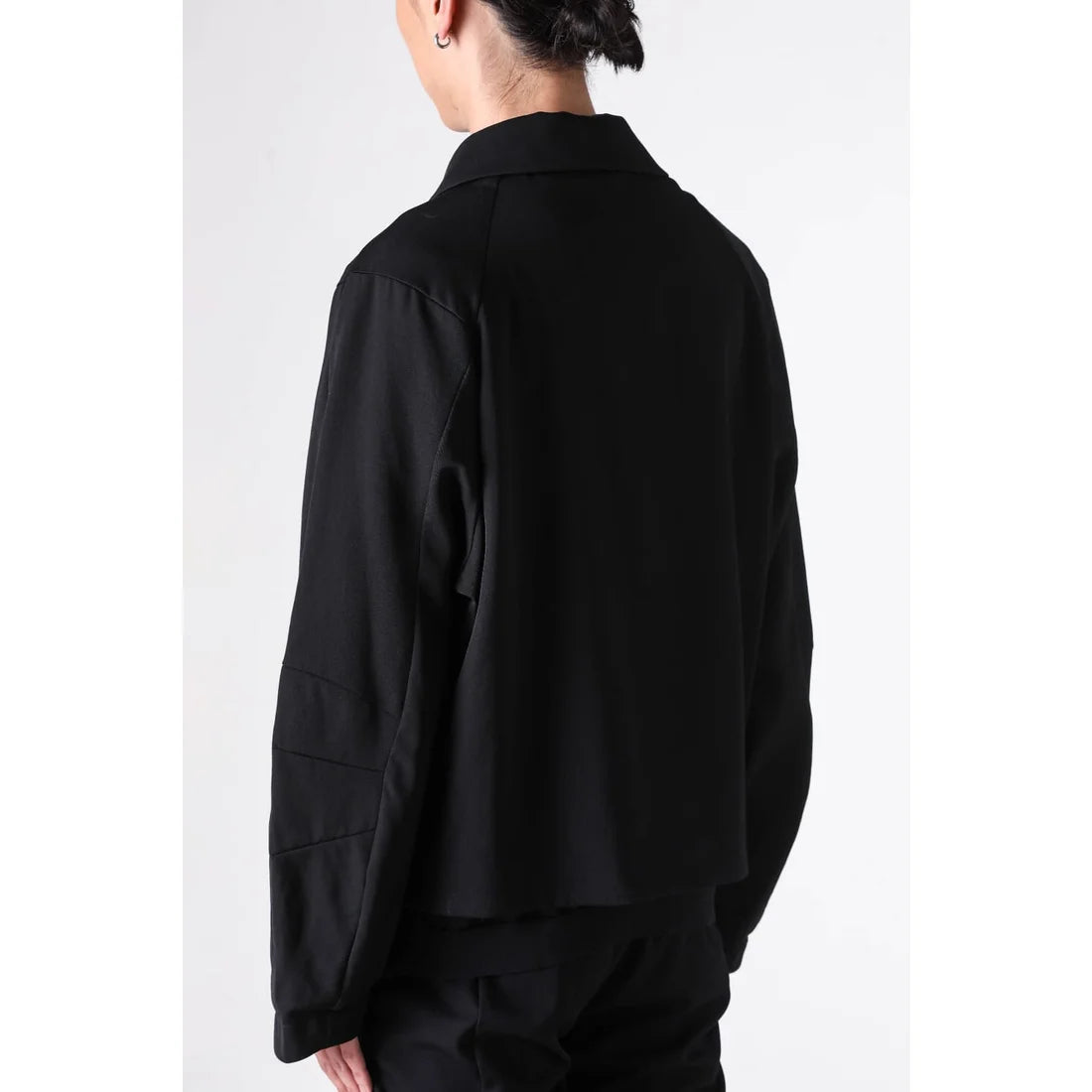 Black Oversized Collared Raglan Shoulder Button Jacket