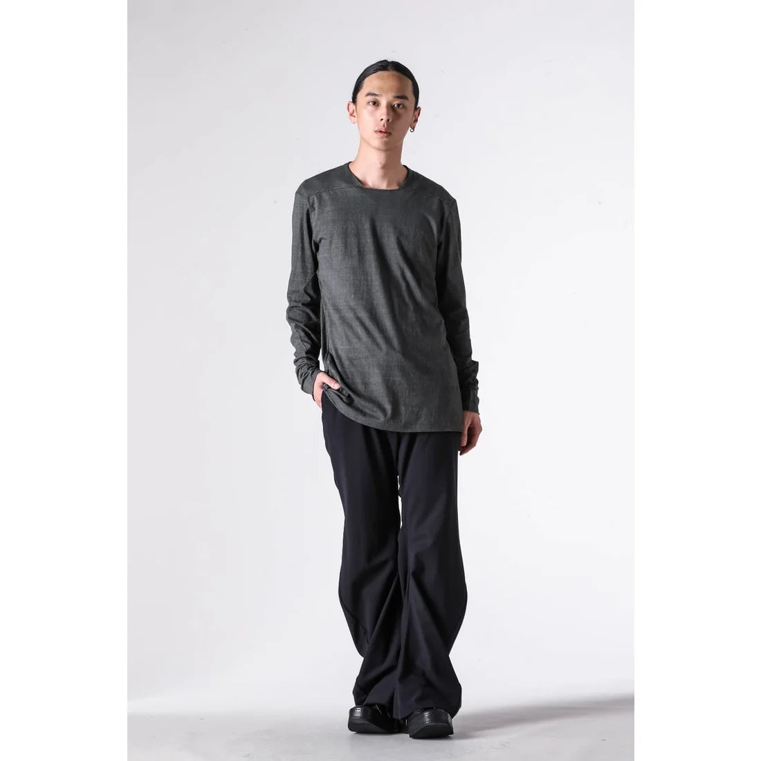 Fade Green Long Sleeve Truriami Cotton Jersey T-shirt