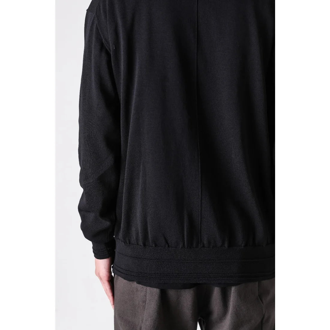Black High Collar Knit Cardigan Shirt
