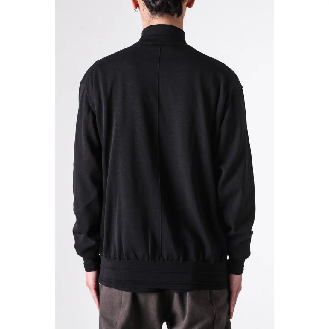 Black High Collar Knit Cardigan Shirt
