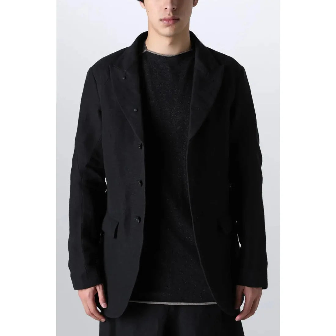 Black 5-Button Wool Soft Blazer