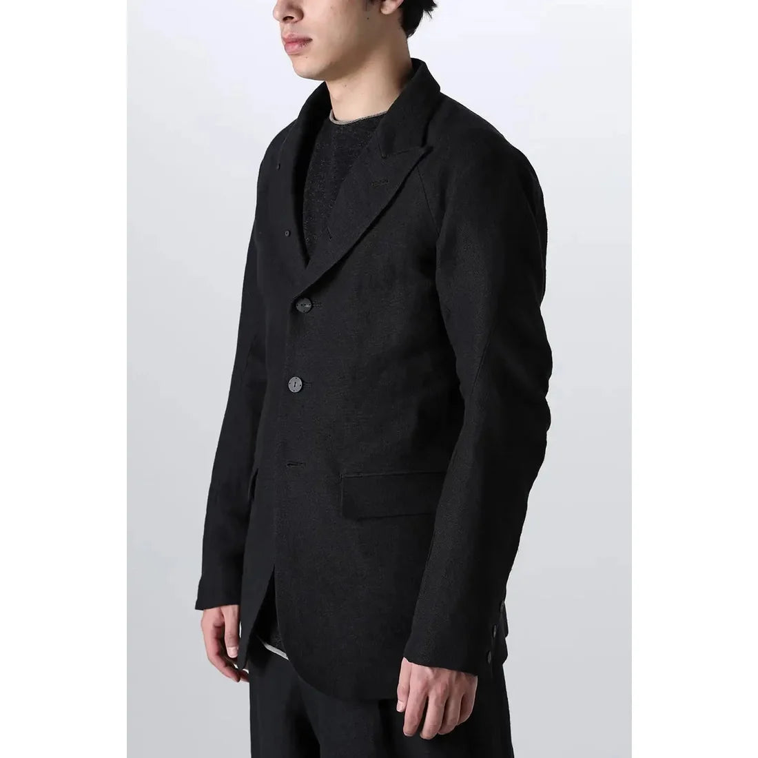 Black 5-Button Wool Soft Blazer
