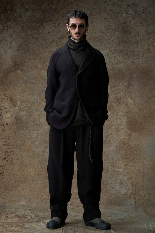 Black 5-Button Wool Soft Blazer