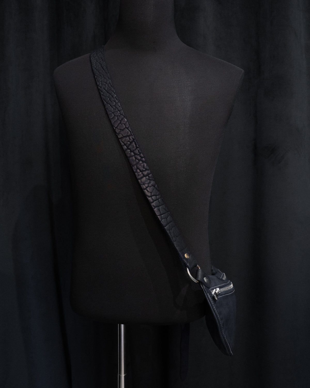 Dark Blue Soft Horse Leather Small Belt Bag Q100