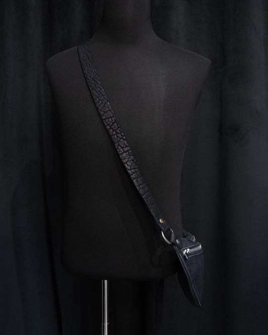 Dark Blue Soft Horse Leather Small Belt Bag Q100