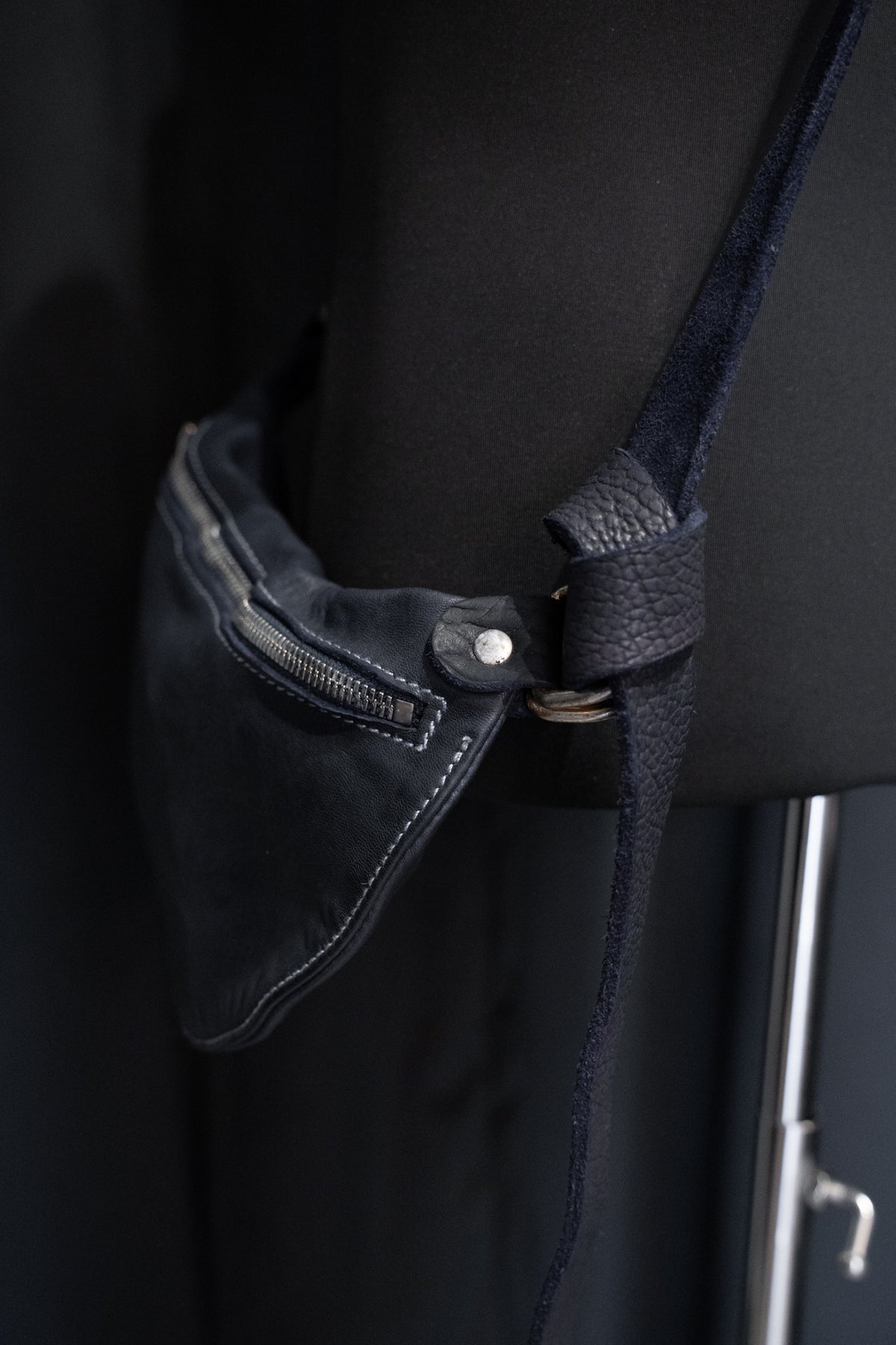 Dark Blue Soft Horse Leather Small Belt Bag Q100