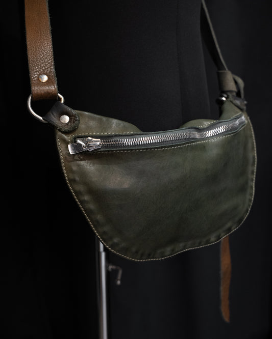 Military Green Soft Horse Leather Small Belt Bag Q100