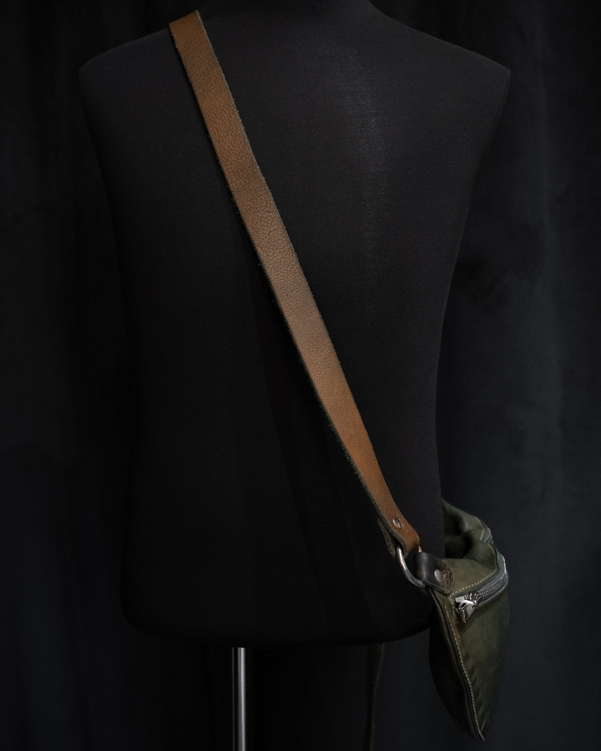 Military Green Soft Horse Leather Small Belt Bag Q100