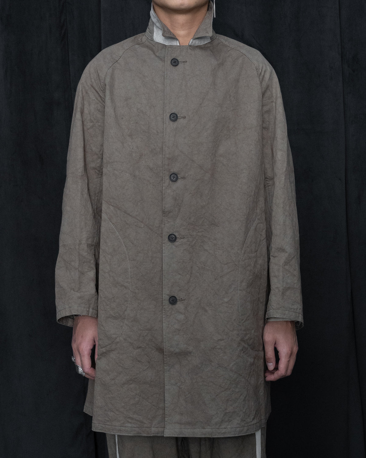 Dust Cotton Twill Balmacaan Coat
