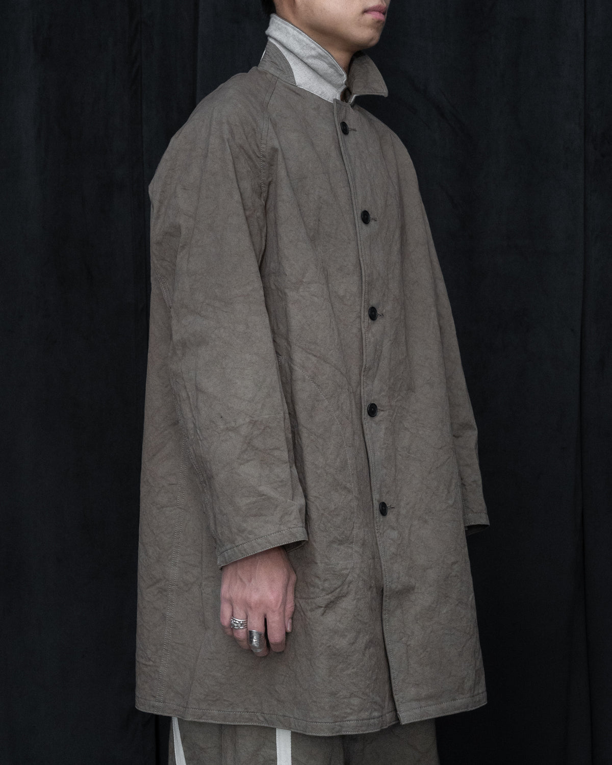 Dust Cotton Twill Balmacaan Coat