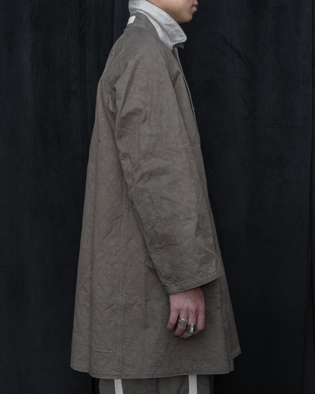 Dust Cotton Twill Balmacaan Coat