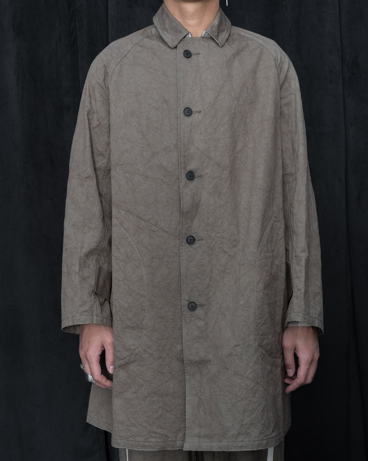 Dust Cotton Twill Balmacaan Coat