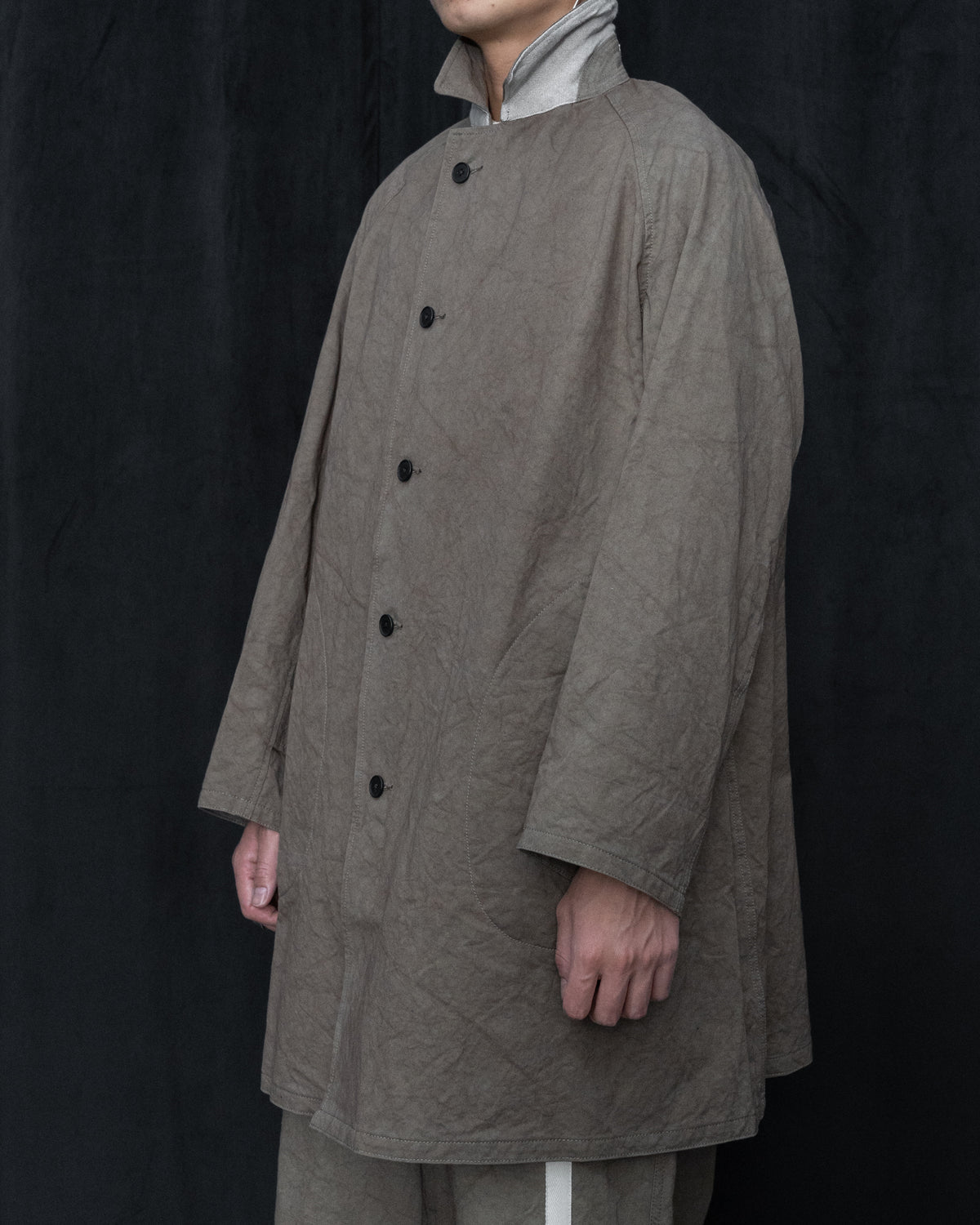 Dust Cotton Twill Balmacaan Coat