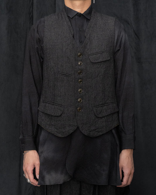 Dark Cacao Nib Silk Wool Waist Coat