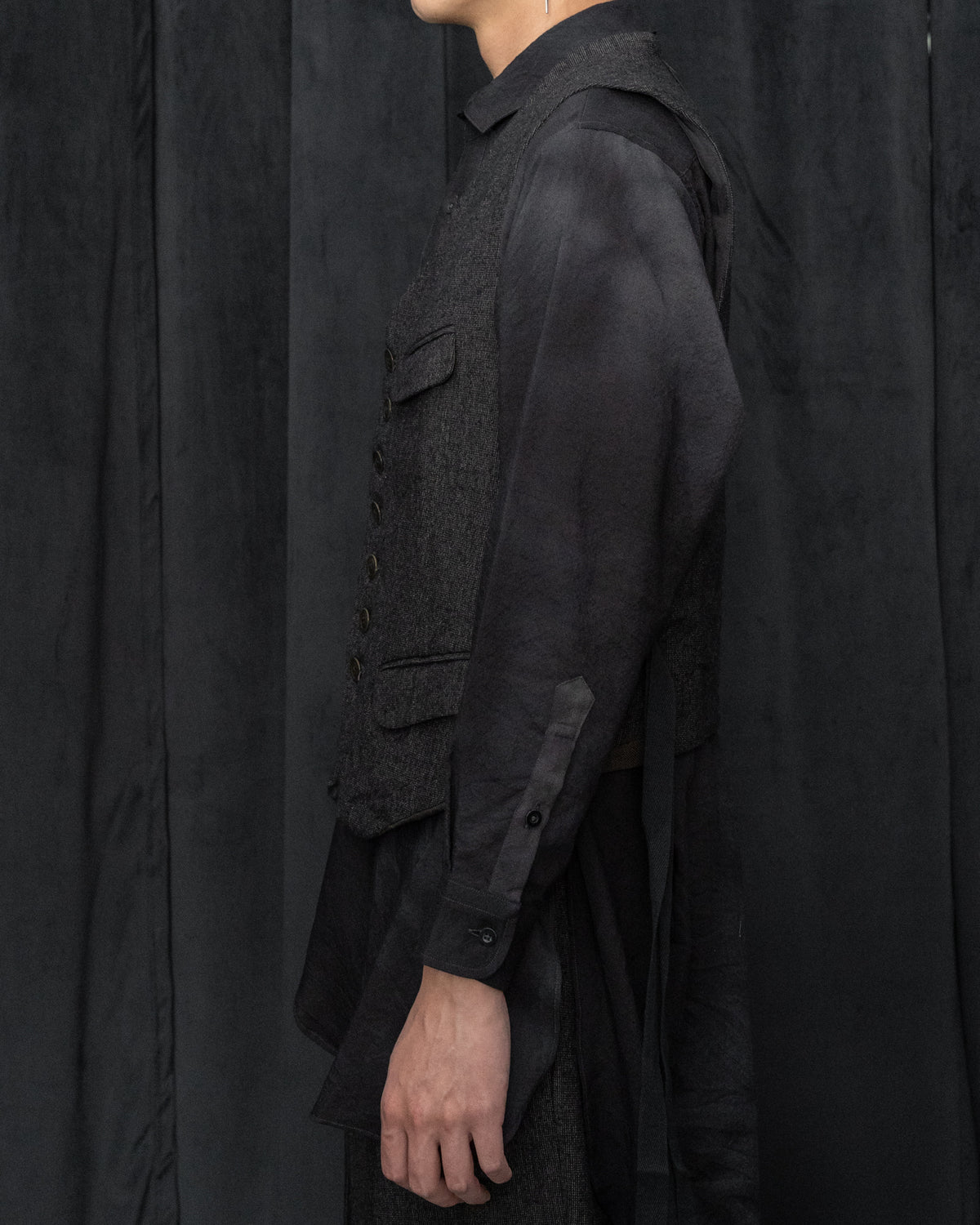 Dark Cacao Nib Silk Wool Waist Coat