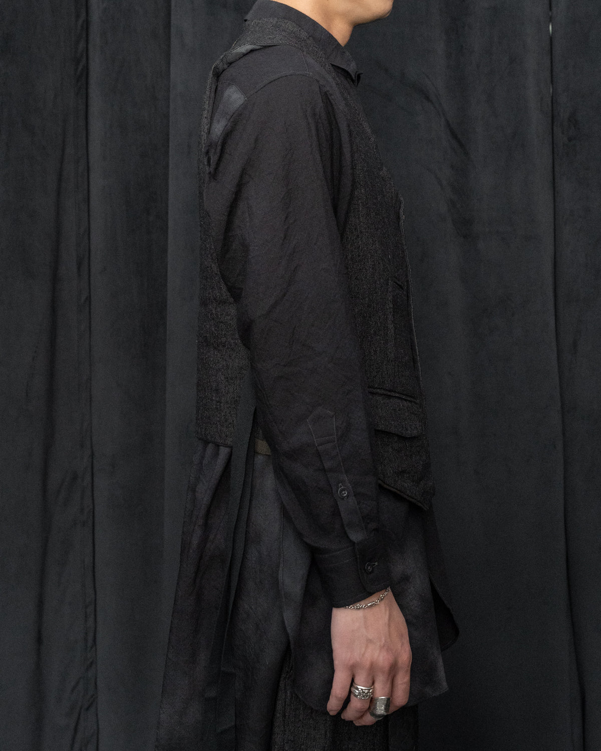 Dark Cacao Nib Silk Wool Waist Coat